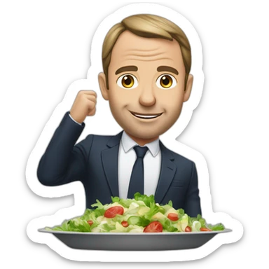 Macron mange une salade sticker