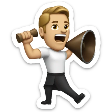 Man striking cowbell sticker