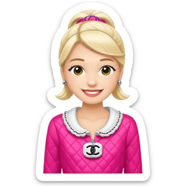 ma petite sœur, qui prend un vêtement pour adultes chez Chanel et la sticker