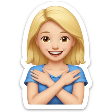 arms crossed holding neck laughing girl sticker