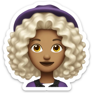 witch with platinum blonde curly hair sticker
