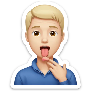 guy holding his neck sticking his tongue out  sticker