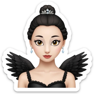 Make black swan ballerina ( with heathers on her ears ) emojis only the head sticker