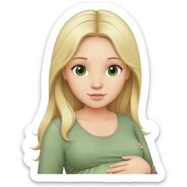 Beautiful Pregnant woman blonde with long hair sage green top sticker
