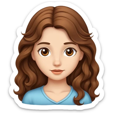 girl with long wavy brown hair and fair skin sticker