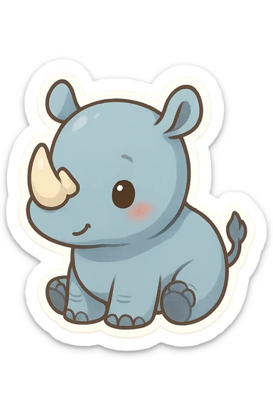 cute blue baby rhinoceros sticker