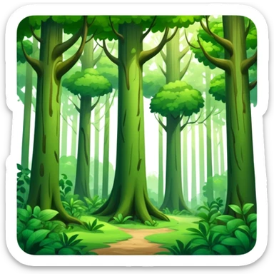 lush green forest with tall trees sticker