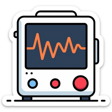 Medical EKG machine with heart rhythm display sticker