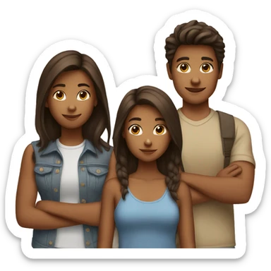 A brown teenage girl with 2 boys one brown one tan  sticker