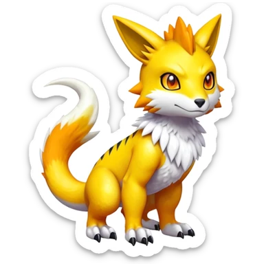 Cute Shiny Agumon-Renamon-Fakémon-hybrid-creature (full body)  sticker