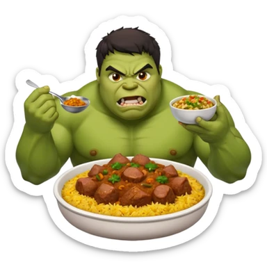 Fat Hulk eating mutton curry biriyani sticker