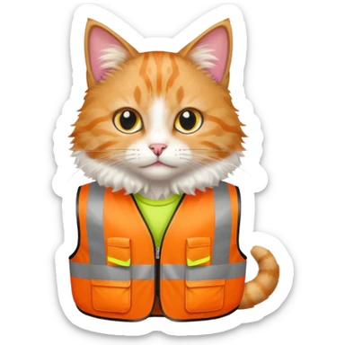 cat in hi-vis vest sticker