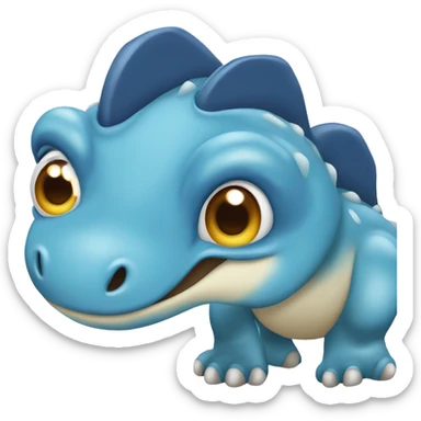 Un dinosaurio azul tierno con ojos kawai sticker