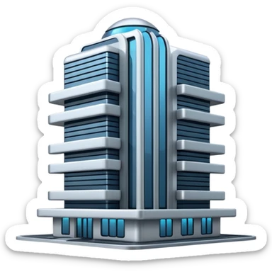 building with technological elements sticker