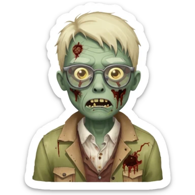 Zombie with glasses sticker
