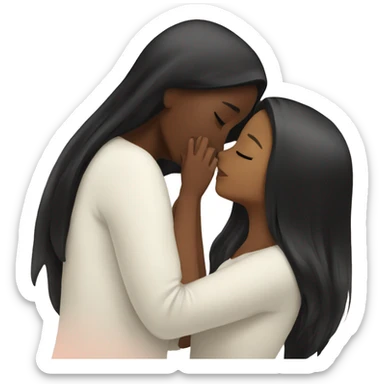 Lesbians with long black hair and white skin kissing passionately sticker