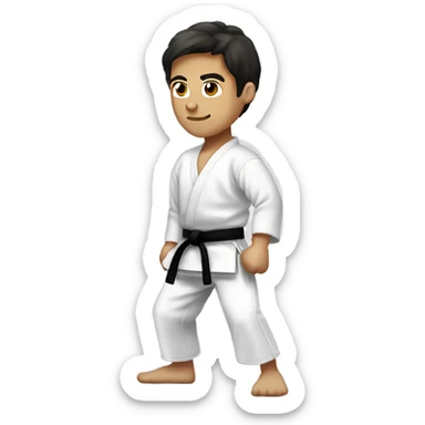 daniel larusso doing karate darker hair sticker