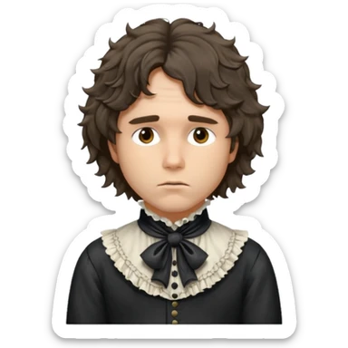 cinematic realistic ultra HD - a thoughtful, messy, shaggy Jim Morrison in a Victorian shirt with a jabot sticker
