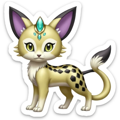 Shiny Elegant Pretty Beautiful Divine Furry Realistic  Meloetta-Noibat-Gatomon-Liepard-Pokémon-Digimon-Fakémon-fusion-hybrid-creature sticker