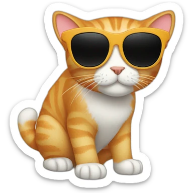 ginger cat wit black sunglass sticker