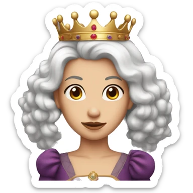 Queen with long red hair and brown eyes and crown sticker