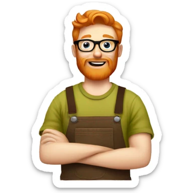ginger hipster man with beard and glasses working as a woodworker sticker