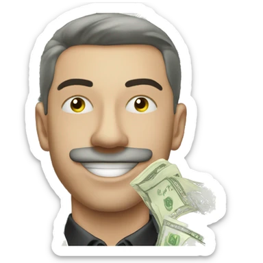 rich attractive man 30 years old winking, with money sticker