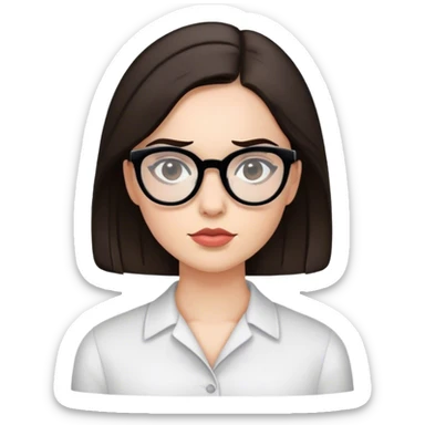 Brunette Woman wearing black rimmed Glasses raising left eyebrow sticker