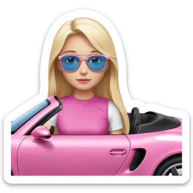 pink Porsche taycan blonde girl long hair blue eyes sticker