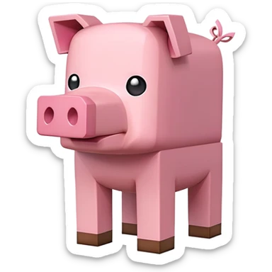 minecraft pig full body pink blocky animal square head square body sticker