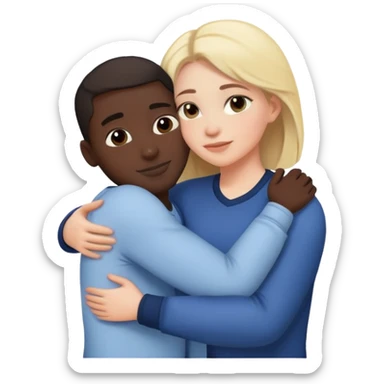 white female and black male hugging sticker