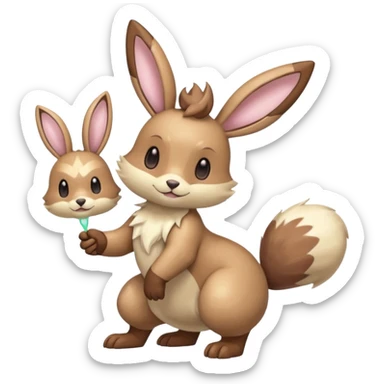 Pastel Shiny Colorful Lopunny-Buneary-Eevee-Furret-Linoone-fusion (full body) sticker