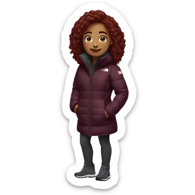 beautiful burgundy haired Girl wearing northface full body sticker