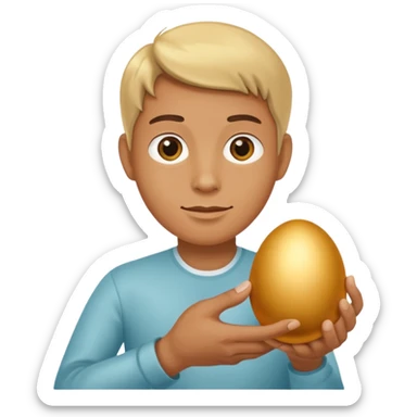 Possessively holding a golden egg sticker