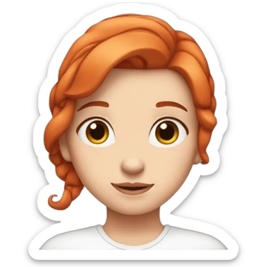 A shy white girl with red hair and alot of heart sticker