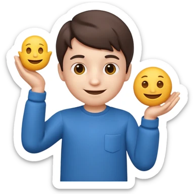3D imoji of  The little boy who is a magic designer, he is a graphic designer, he should not be holding anything sticker