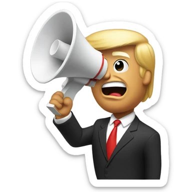 donald trump holds loudspeaker sticker