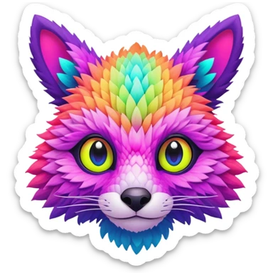 lush warm-colored modern colorful neon-colored Fakémon-Trico-creature sticker