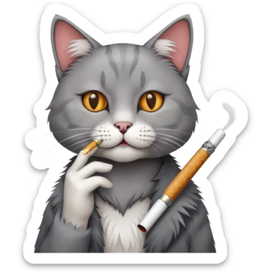 Cat smoking a cigarette sticker