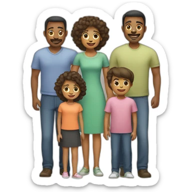 father, mother with children sticker