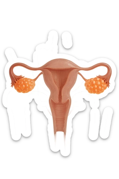 Ovulazione assente  in 3D immagine medica donna pcos sticker