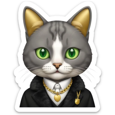 cat corleone mafia, gold sticker