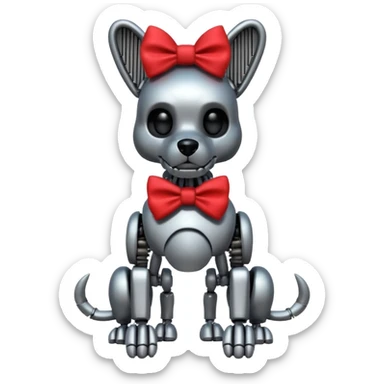 animatronic dog with red bow time like fnaf sticker