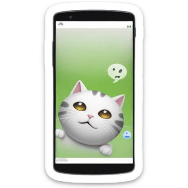 chatbot cat talking inside of a smartphone sticker