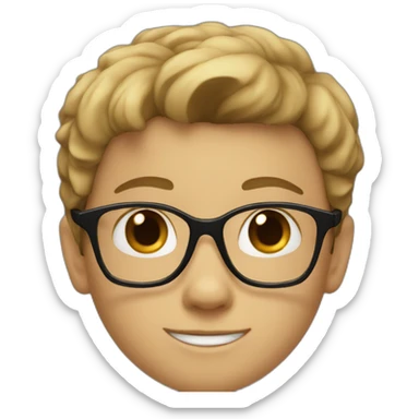 white 8 year old boy with rectangular black glasses and light brown hair sticker