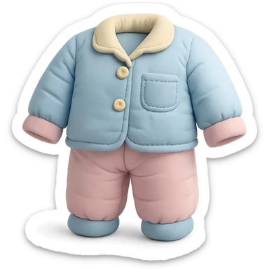 cute cushion style illustration of pajamas, soft and plush, pastel colors sticker