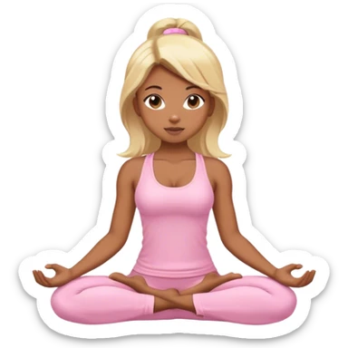 blonde yoga girl light pink clothes n brown skin sticker