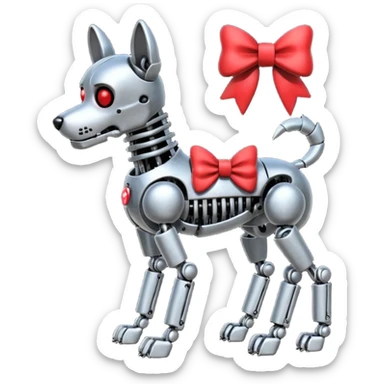 animatronic dog with red bow time like fnaf sticker