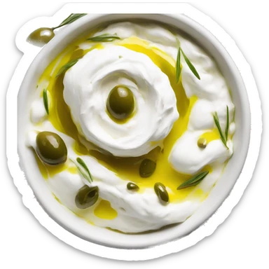 labneh dip with drizzled olive oil on top  sticker