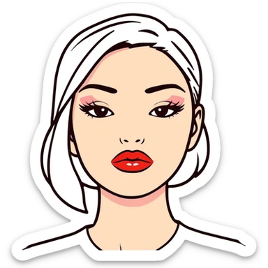 full glossy pouty baddie lips with lip liner sticker